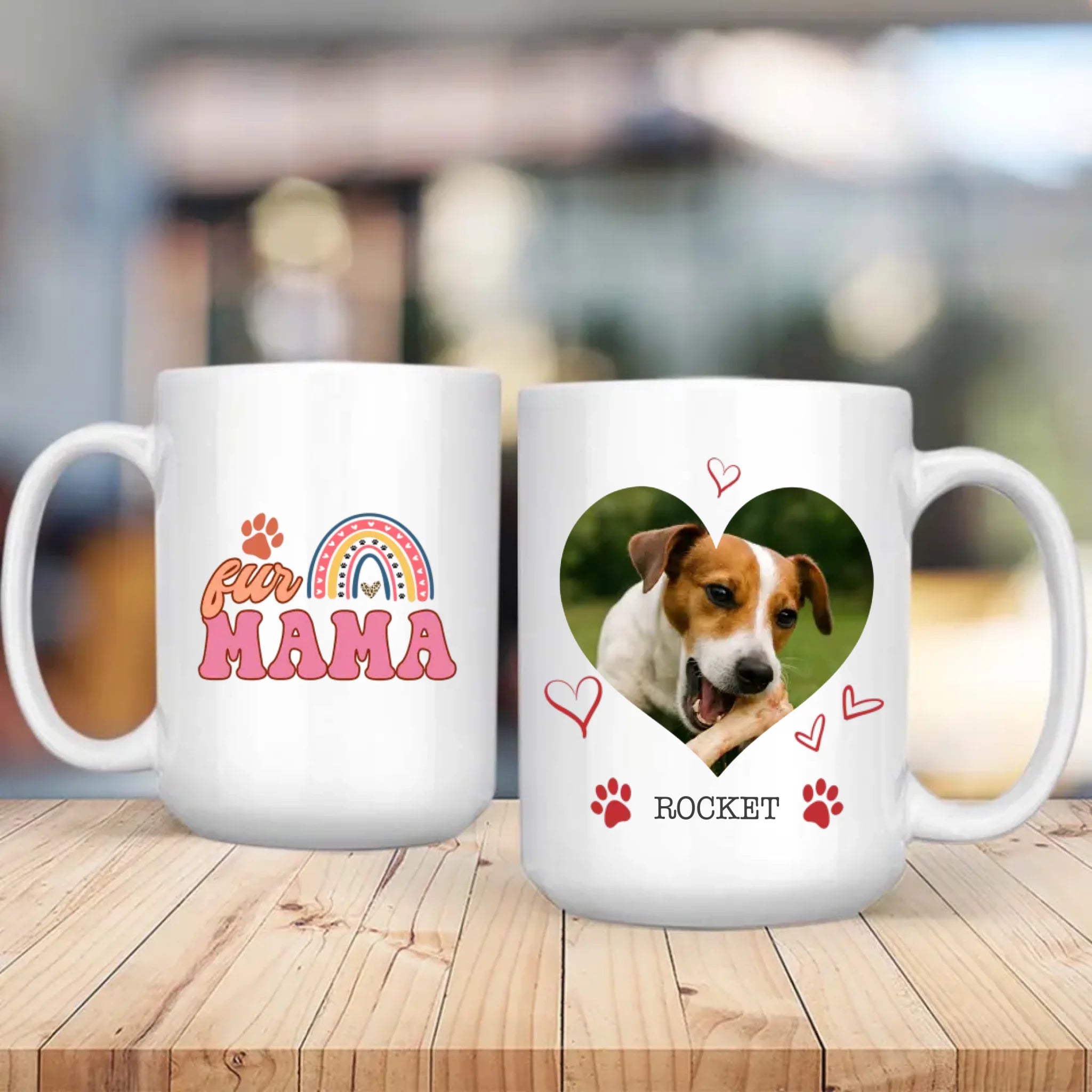 Custom Jack Russell Terrier Mug With The Quote 'Fur MaMa' And Dog Photo & Name - 89Prints