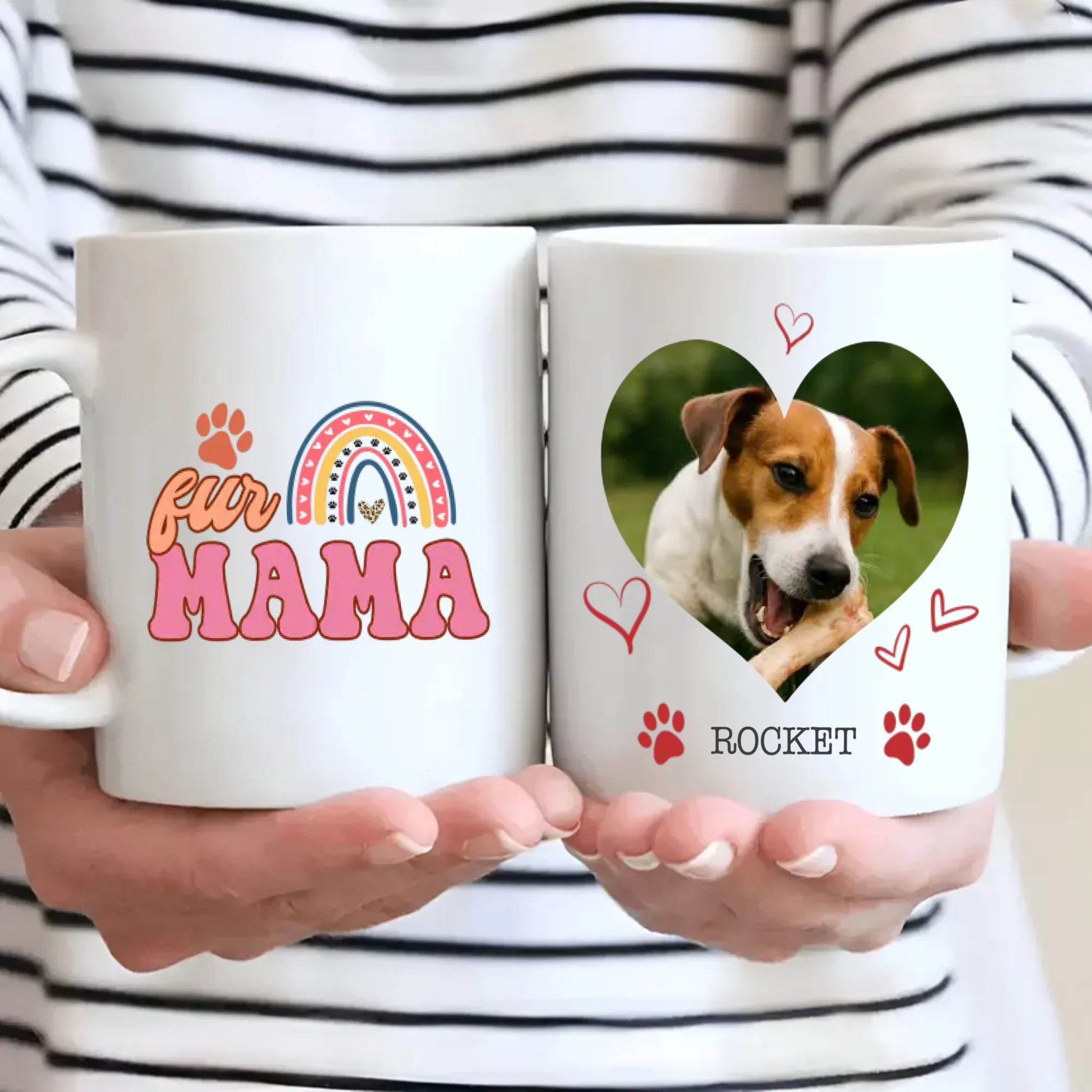 Custom Jack Russell Terrier Mug With The Quote 'Fur MaMa' And Dog Photo & Name - 89Prints