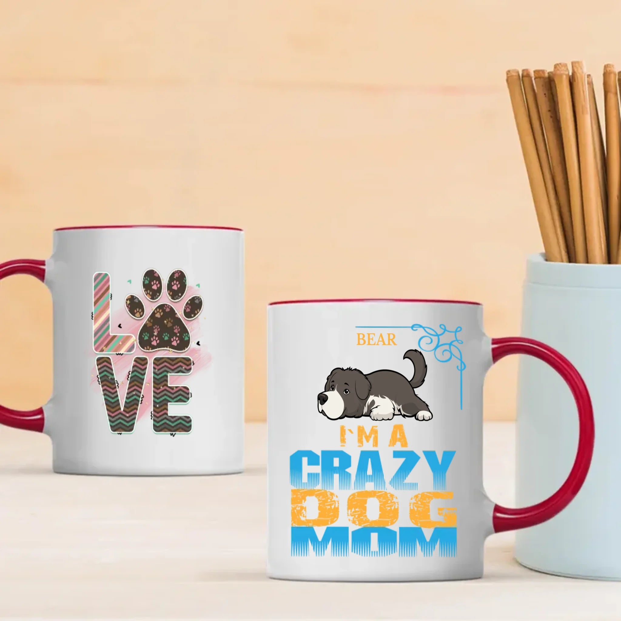 Personalized Newfoundland Mug With Name & Dog Clipart -  I'm A Crazy Dog Mom - 89Prints