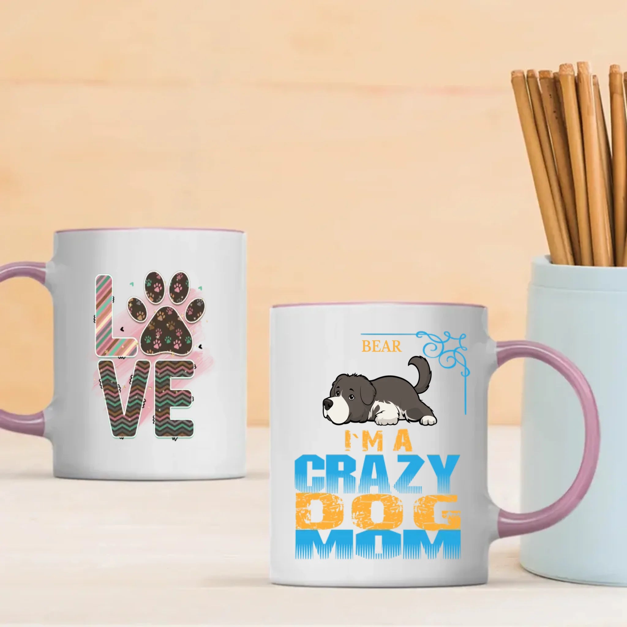 Personalized Newfoundland Mug With Name & Dog Clipart -  I'm A Crazy Dog Mom - 89Prints