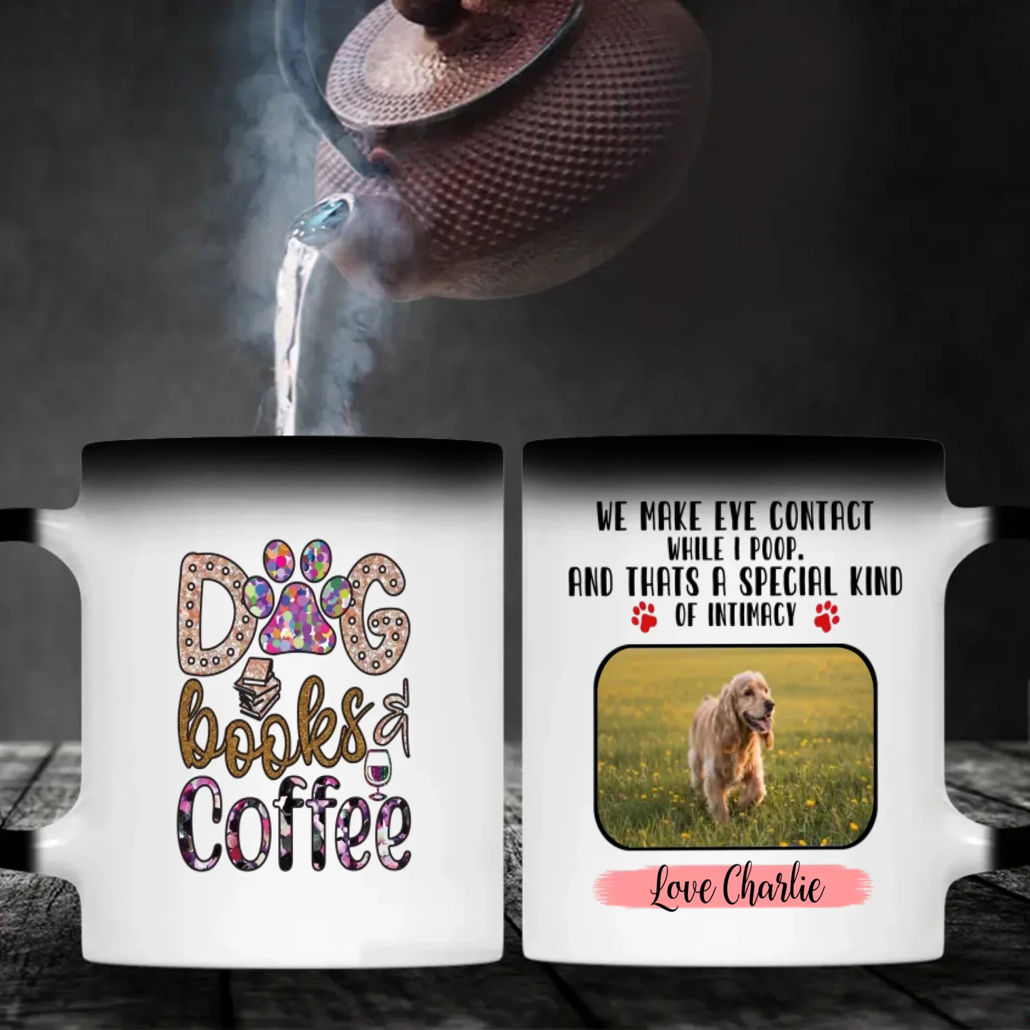 Customized American Cocker Spaniel Mug With Photo - Dog, Books & Coffee - Personalize Your Pet Mug - 89Prints