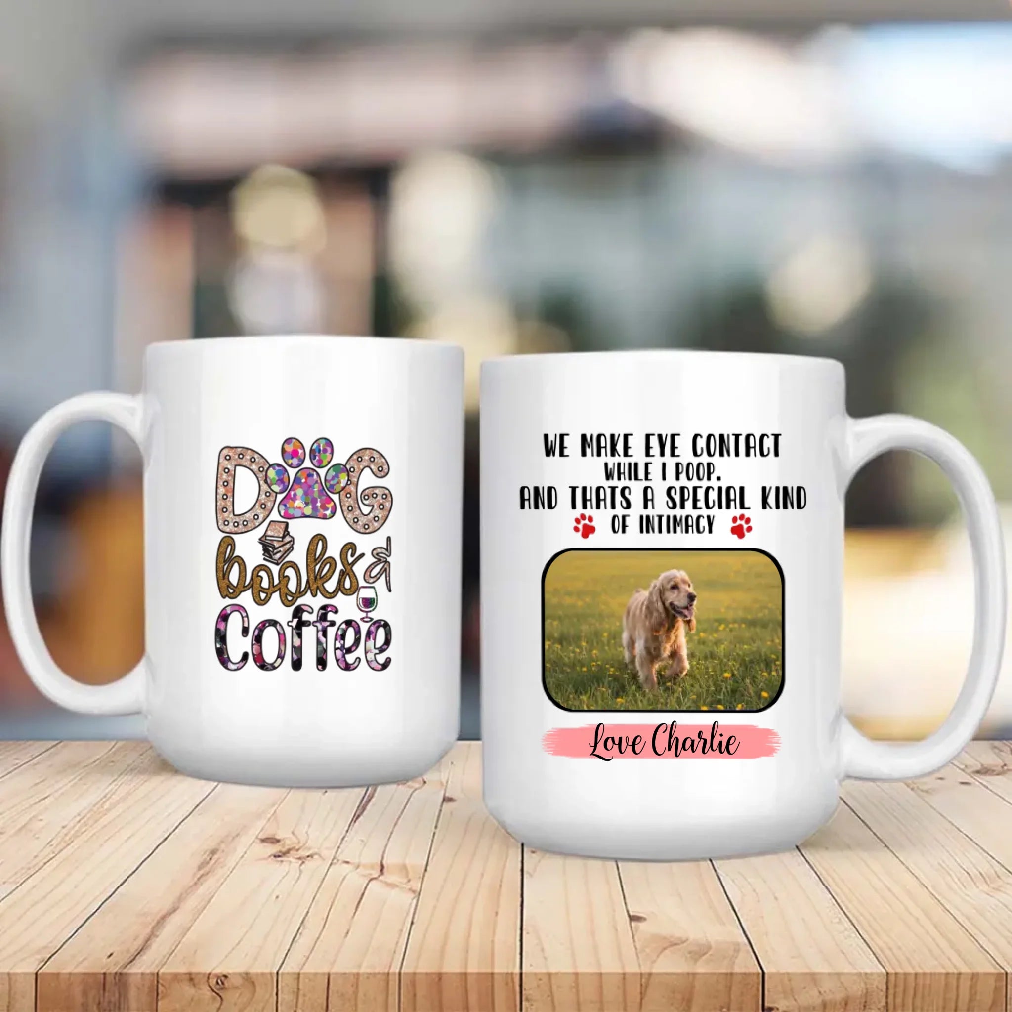 Customized American Cocker Spaniel Mug With Photo - Dog, Books & Coffee - Personalize Your Pet Mug - 89Prints