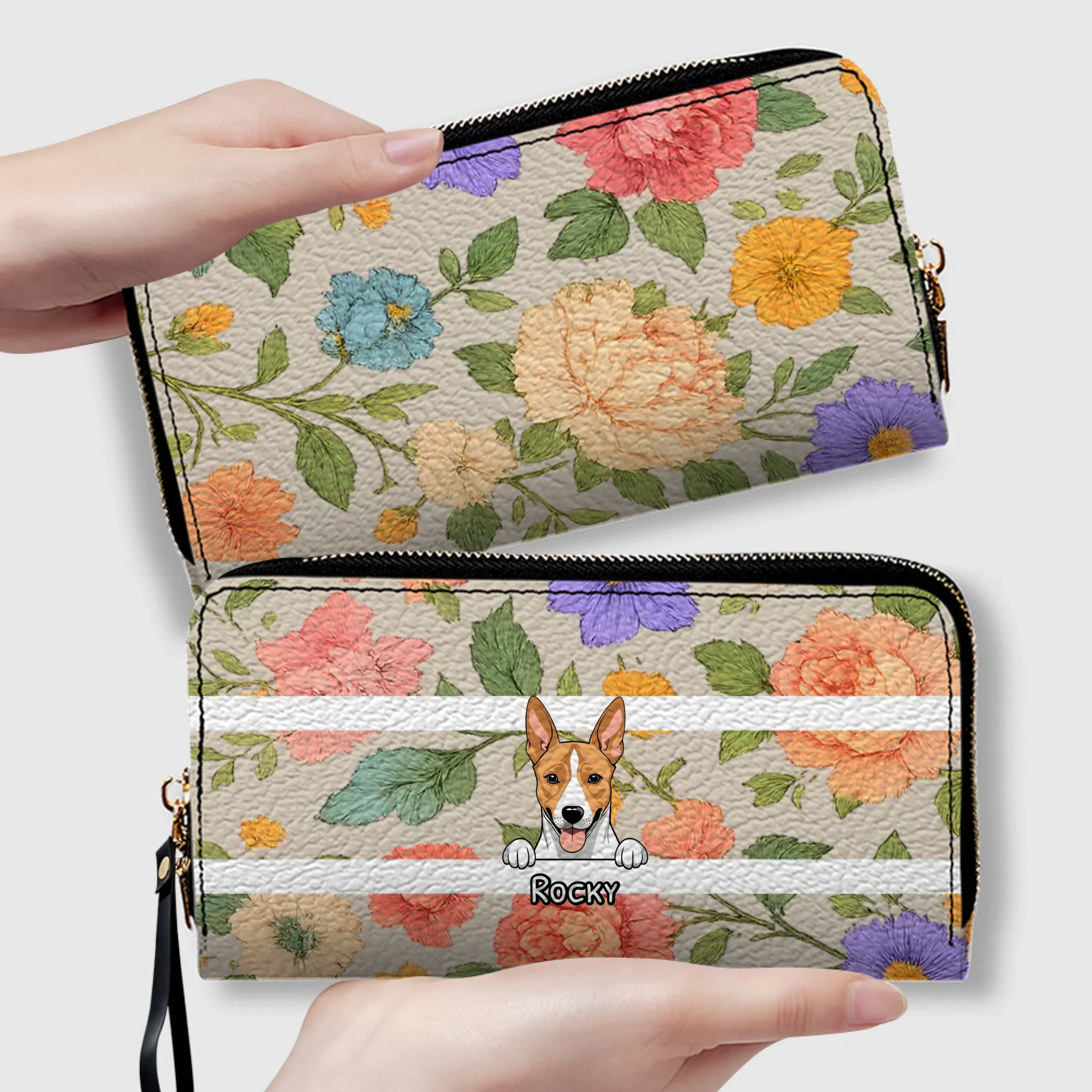 The Chic Floral Print Personalized Pet Wallet - Spring Custom Gift for Her - 89Prints