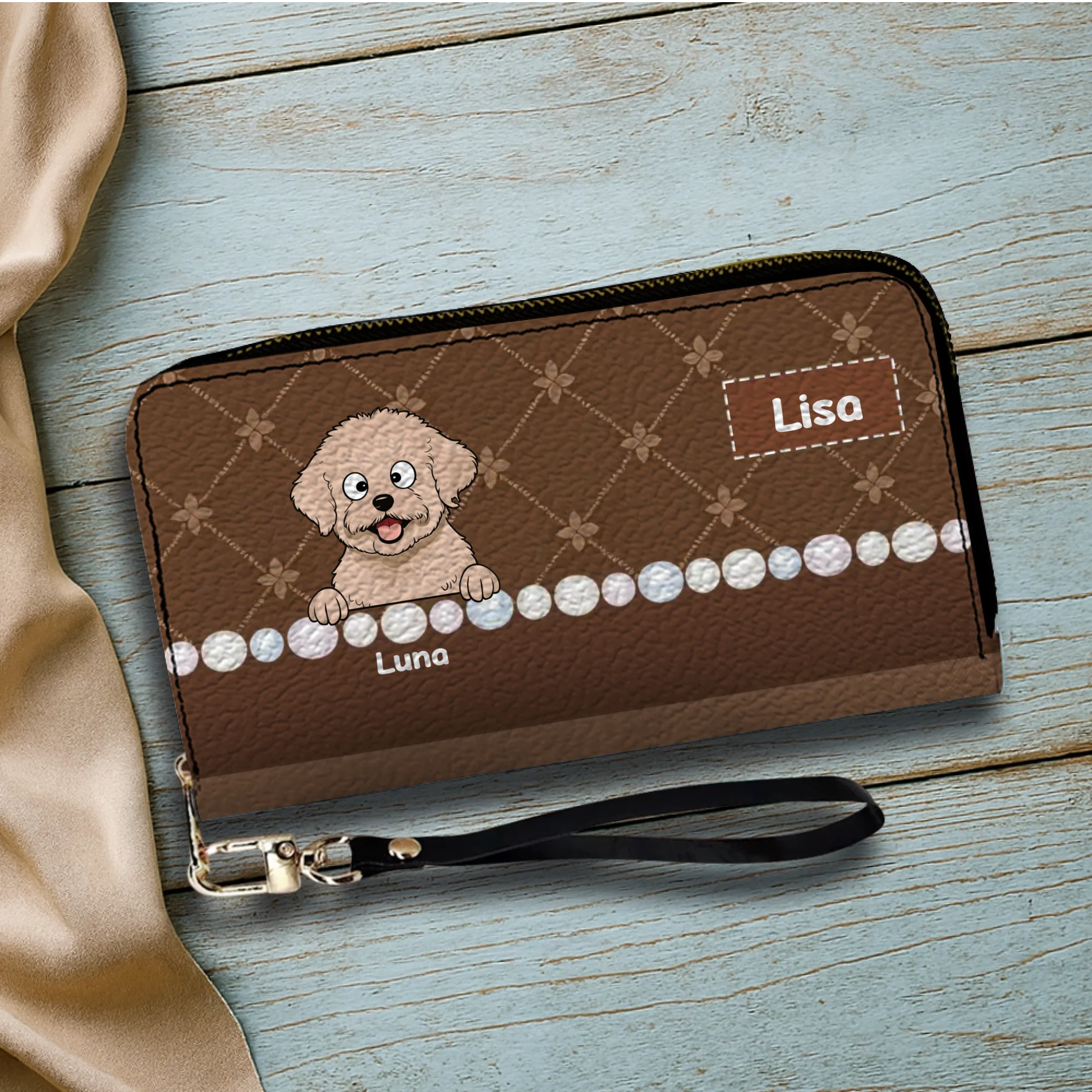 Custom Dog Breed Leather Wallet - Personalized Pet Name & Cartoon Art - 89Prints
