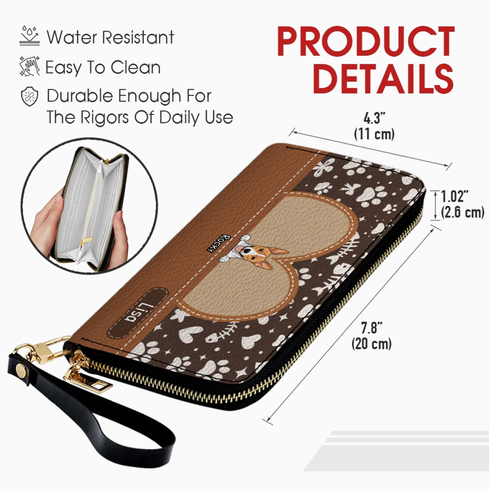 The Heart Frame Personalized Wallet - Personalized Dog & Cat Wallet | 89Prints