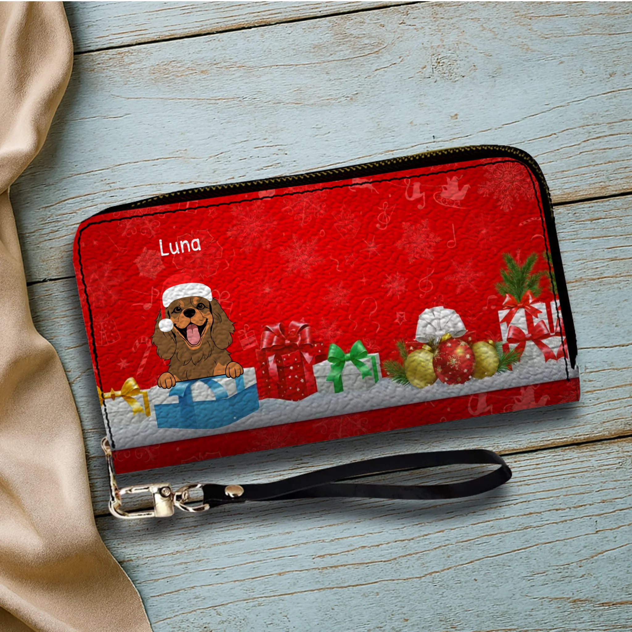 Festive Leather Wallet – Cute Personalized Christmas Gift for Pet Lovers | 89Prints