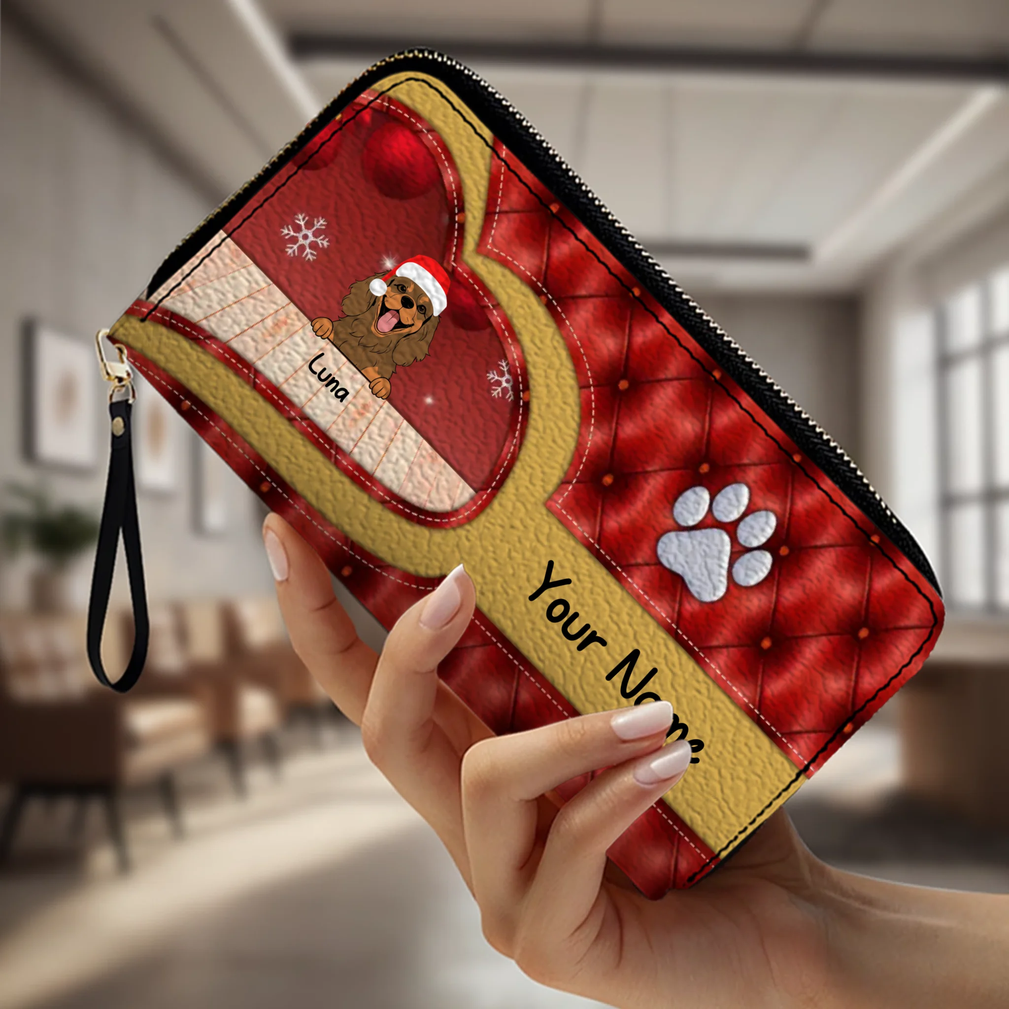 Cozy Christmas Leather Wallet – Custom Gift | 89Prints