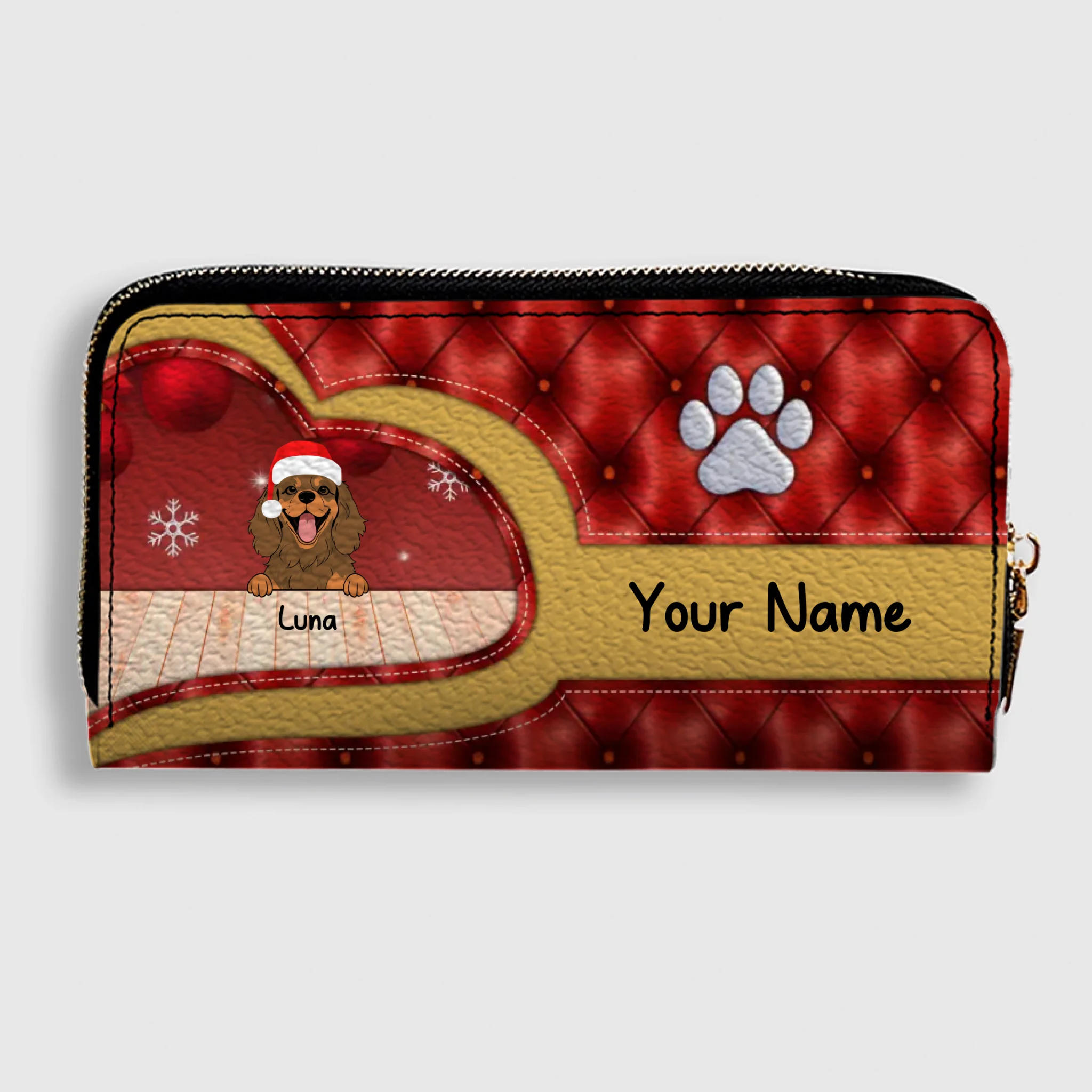Cozy Christmas Leather Wallet – Custom Gift | 89Prints