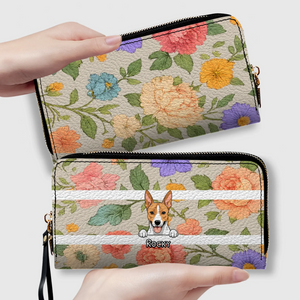 The Chic Floral Print Personalized Pet Wallet - Spring Custom Gift for Her - 89Prints