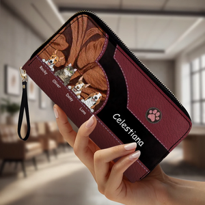 Custom Pet Leather Wallet With Name And Breed Dog & Cat In Various Colors - 89Prints