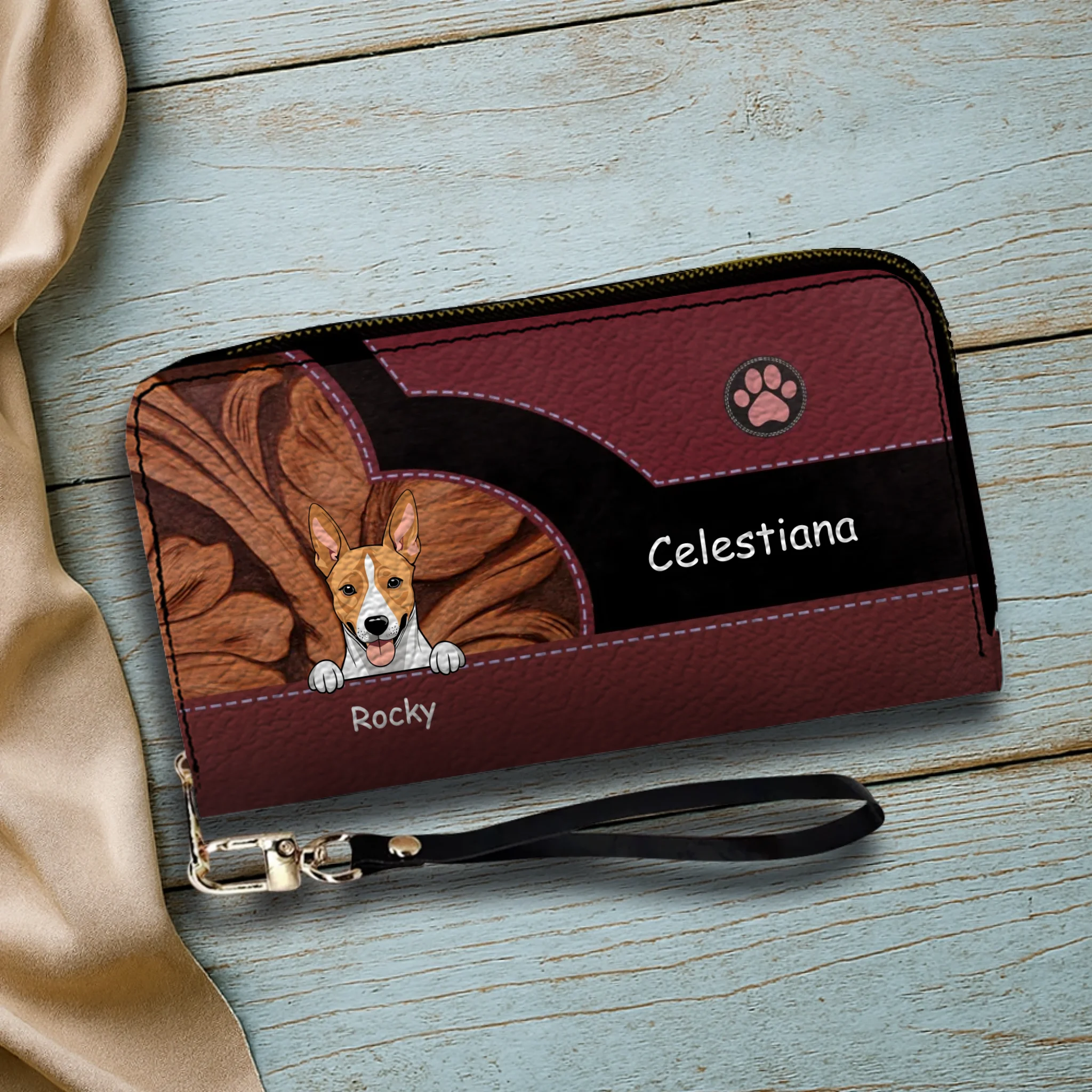 Custom Pet Leather Wallet With Name And Breed Dog & Cat In Various Colors - 89Prints