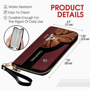 Custom Pet Leather Wallet With Name And Breed Dog & Cat In Various Colors - 89Prints