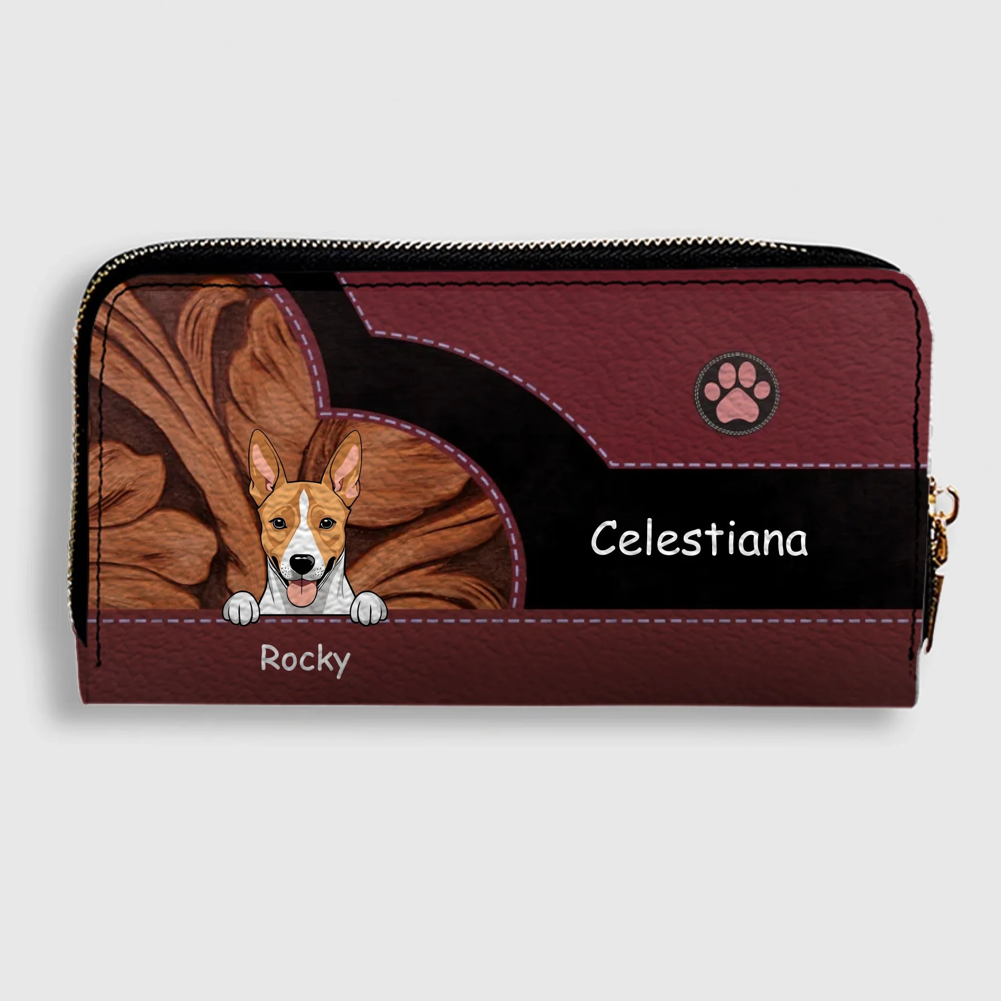 Custom Pet Leather Wallet With Name And Breed Dog & Cat In Various Colors - 89Prints