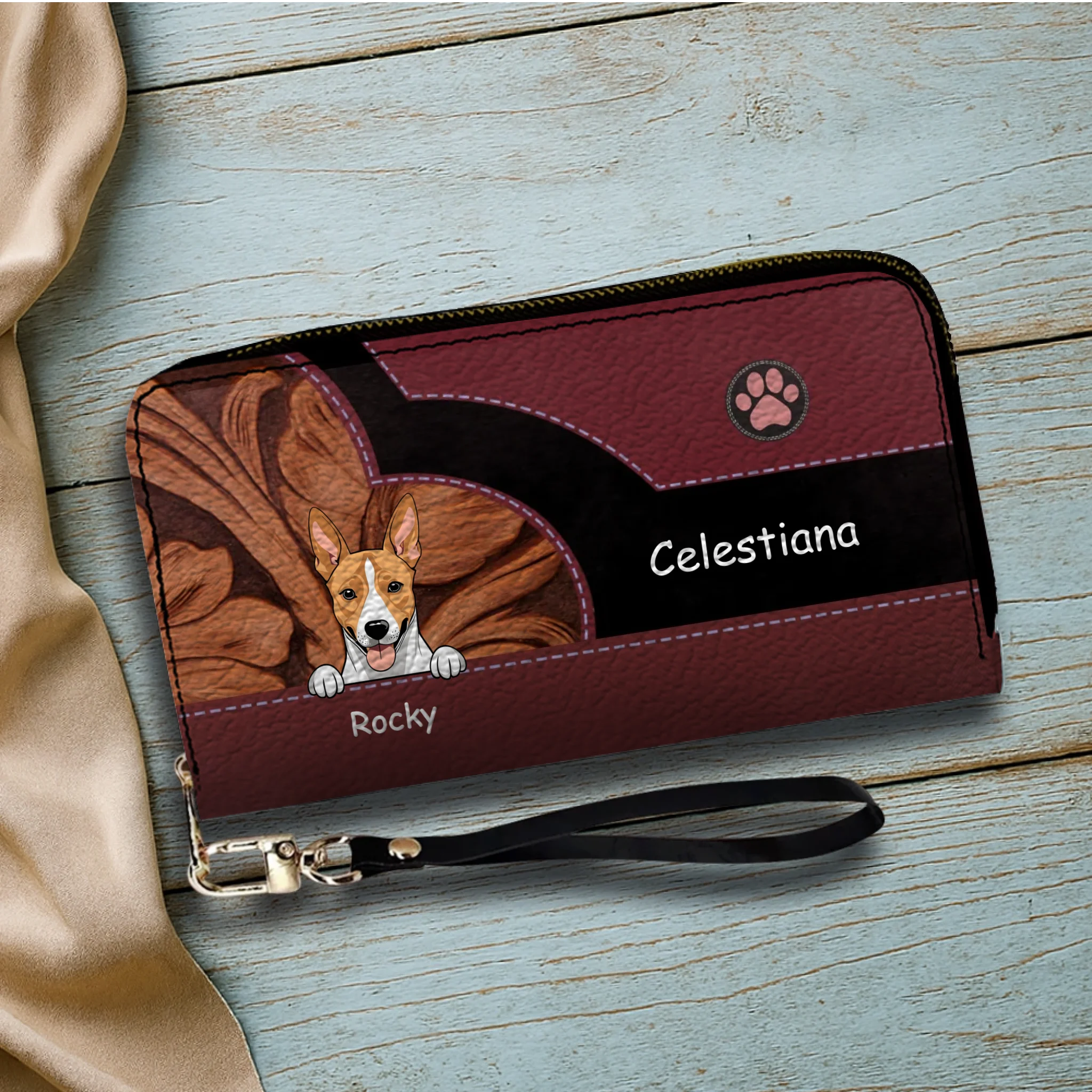 Custom Pet Leather Wallet With Name And Breed Dog & Cat In Various Colors - 89Prints