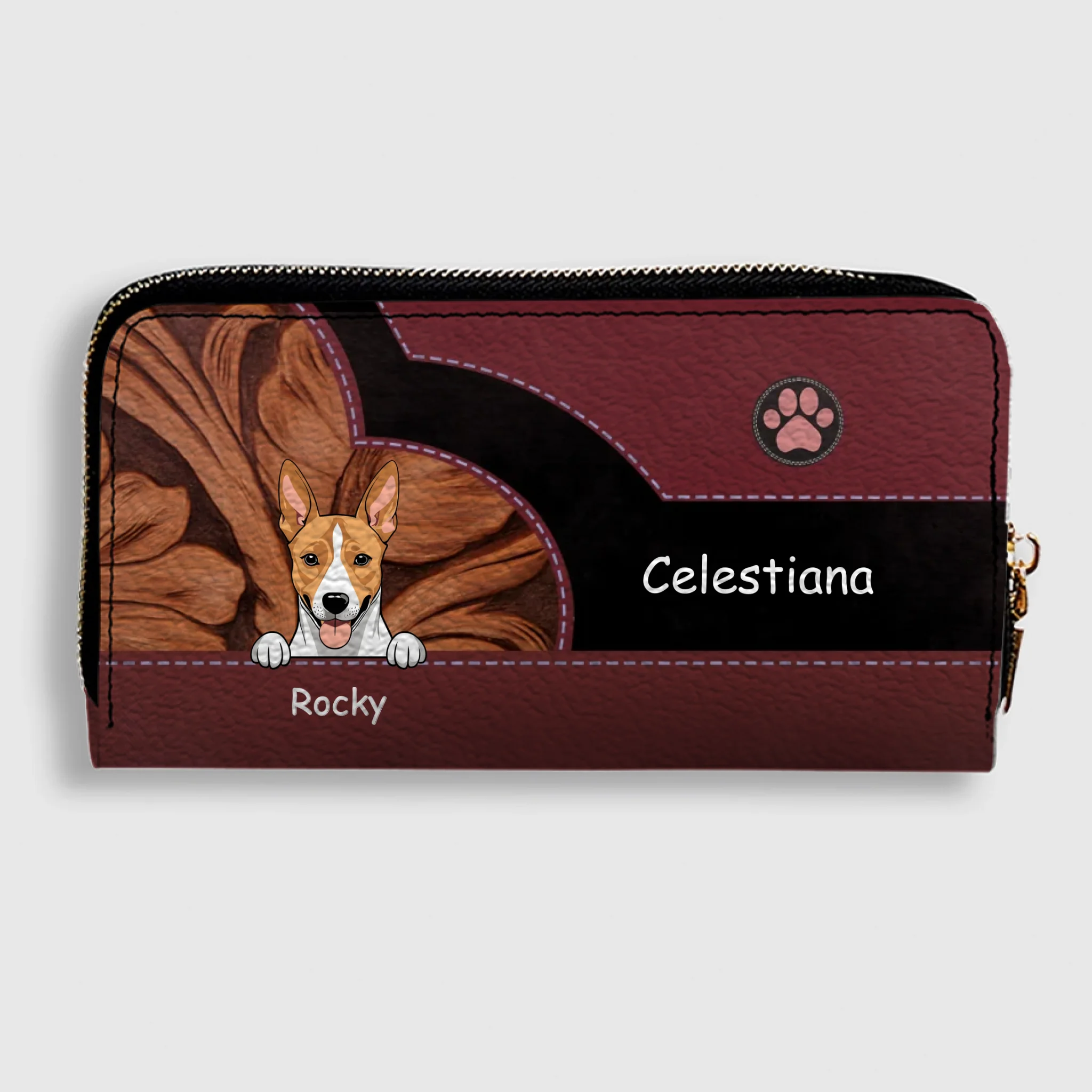 Custom Pet Leather Wallet With Name And Breed Dog & Cat In Various Colors - 89Prints