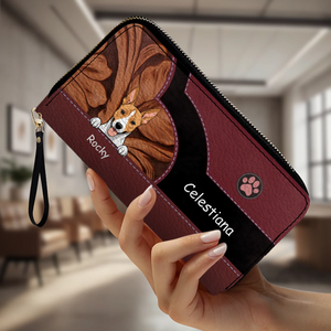 Custom Pet Leather Wallet With Name And Breed Dog & Cat In Various Colors - 89Prints