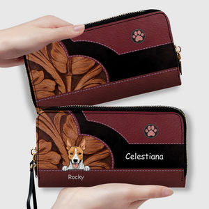 Custom Pet Leather Wallet With Name And Breed Dog & Cat In Various Colors - 89Prints