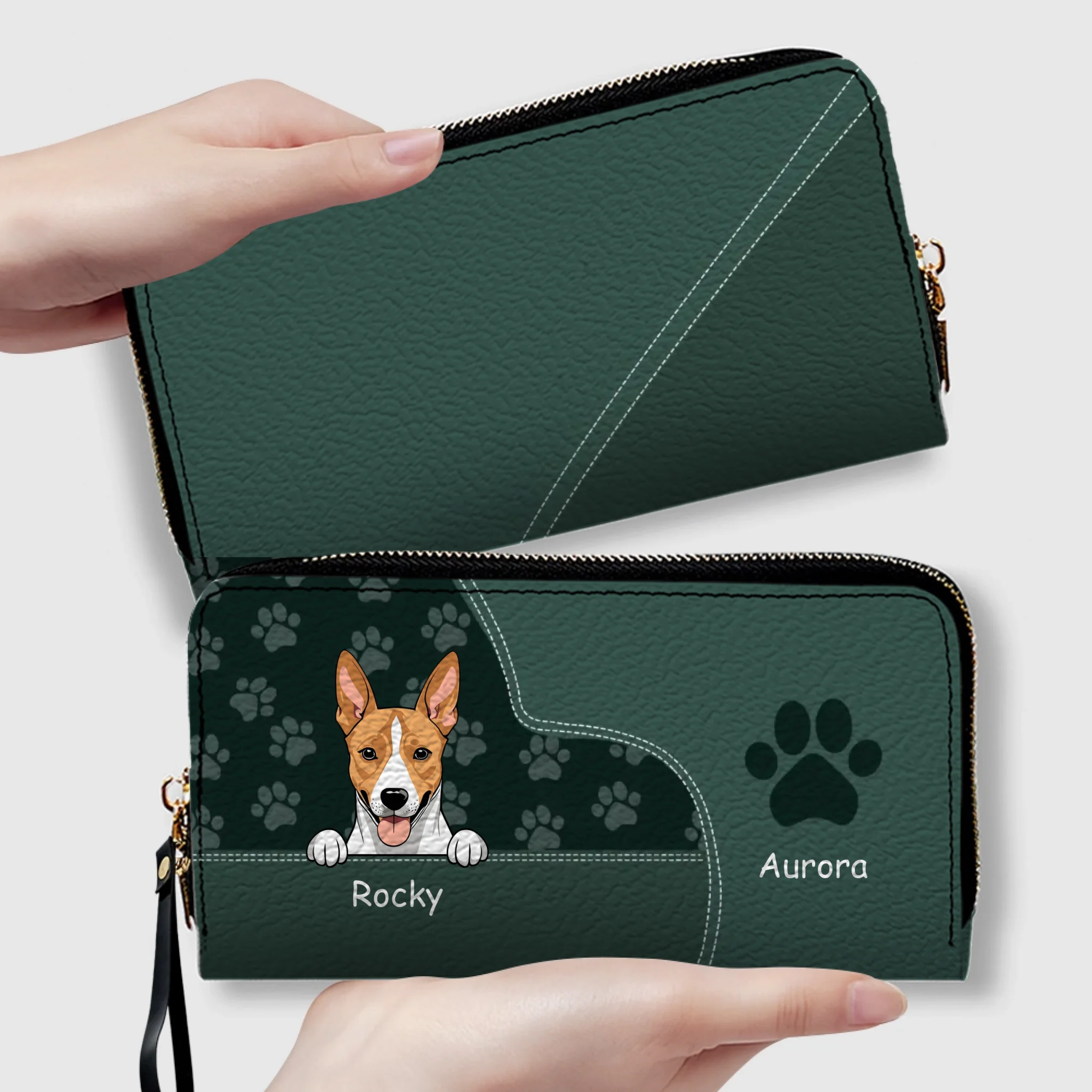 Customized Leather Pet Wallet With Engraved Name And Breed (Dog/Cat), Multiple Colors & Pet Paw Prints - 89Prints