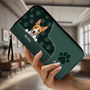Customized Leather Pet Wallet With Engraved Name And Breed (Dog/Cat), Multiple Colors & Pet Paw Prints - 89Prints