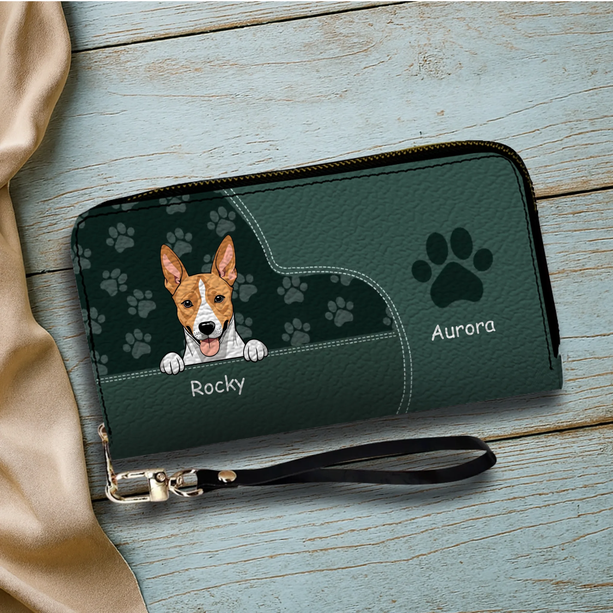 Customized Leather Pet Wallet With Engraved Name And Breed (Dog/Cat), Multiple Colors & Pet Paw Prints - 89Prints