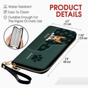 Customized Leather Pet Wallet With Engraved Name And Breed (Dog/Cat), Multiple Colors & Pet Paw Prints - 89Prints