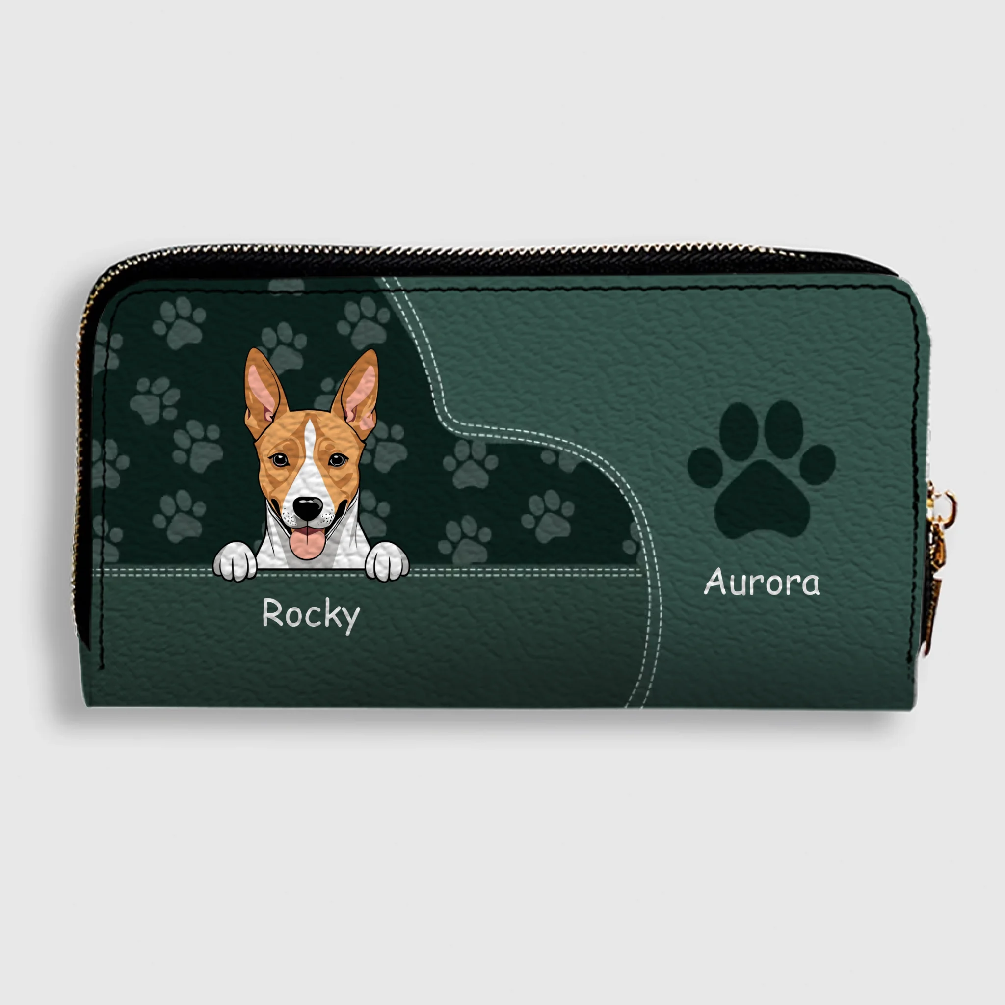 Customized Leather Pet Wallet With Engraved Name And Breed (Dog/Cat), Multiple Colors & Pet Paw Prints - 89Prints