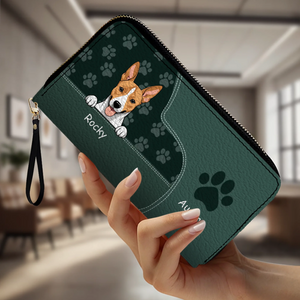 Customized Leather Pet Wallet With Engraved Name And Breed (Dog/Cat), Multiple Colors & Pet Paw Prints - 89Prints