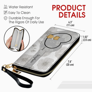 Personalized Dog Wallet with Names & Breeds – Custom Grey Floral Leather Gift - 89Prints