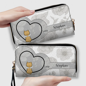 Personalized Dog Wallet with Names & Breeds – Custom Grey Floral Leather Gift - 89Prints