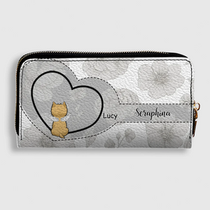 Personalized Dog Wallet with Names & Breeds – Custom Grey Floral Leather Gift - 89Prints