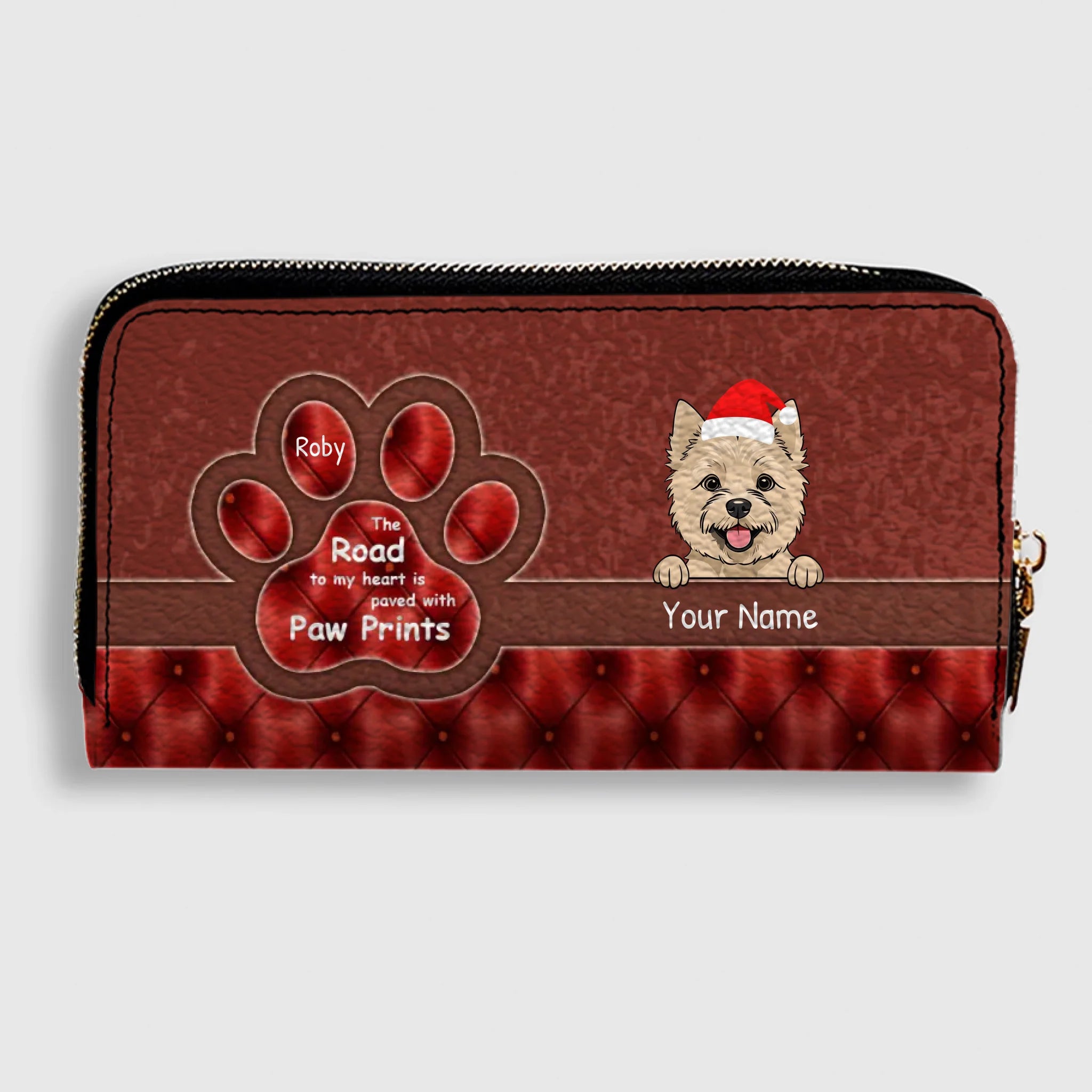 Pawprint Leather Wallet – Personalized Christmas Gift for Pet Lovers | 89Prints