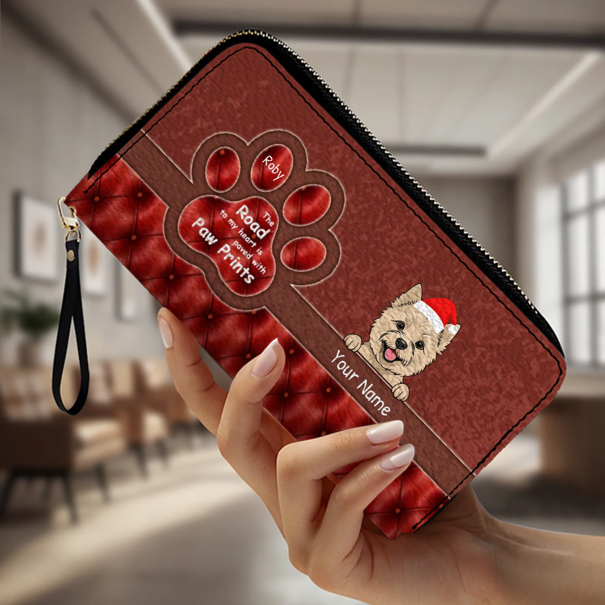 Pawprint Leather Wallet – Personalized Christmas Gift for Pet Lovers | 89Prints