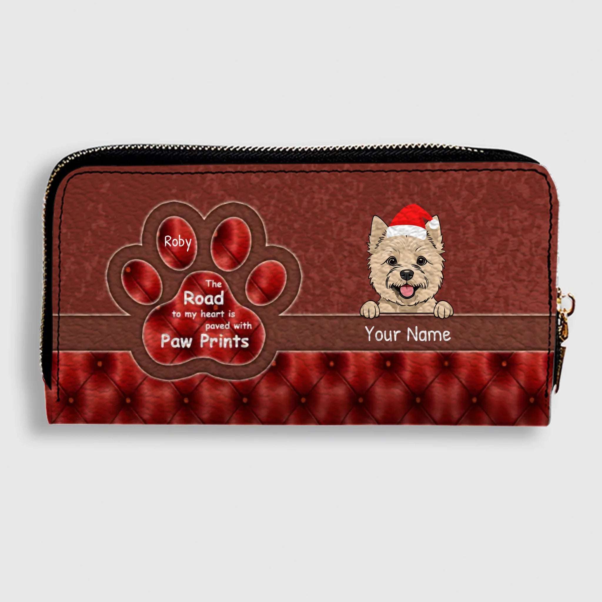 Pawprint Leather Wallet – Personalized Christmas Gift for Pet Lovers | 89Prints