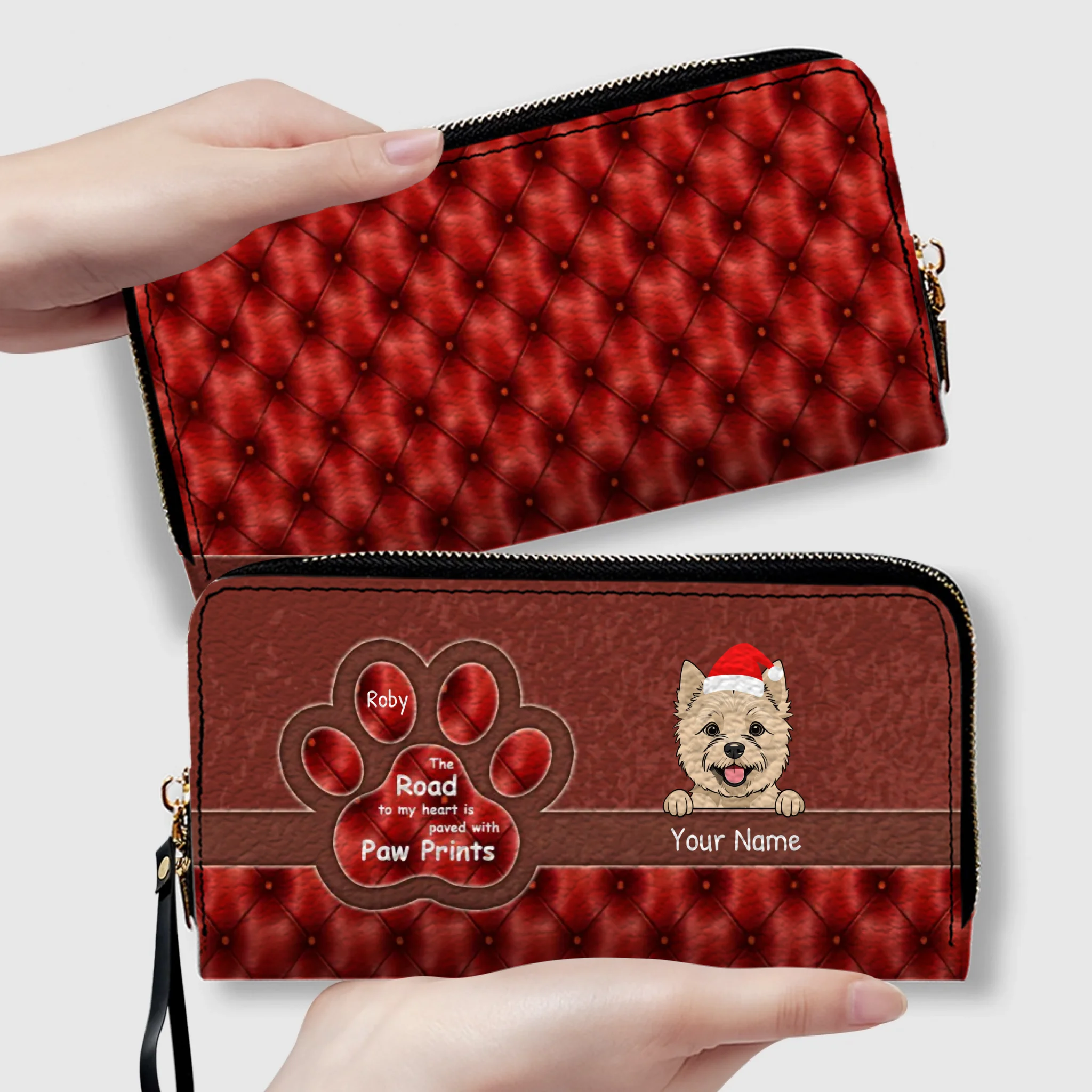 Pawprint Leather Wallet – Personalized Christmas Gift for Pet Lovers | 89Prints