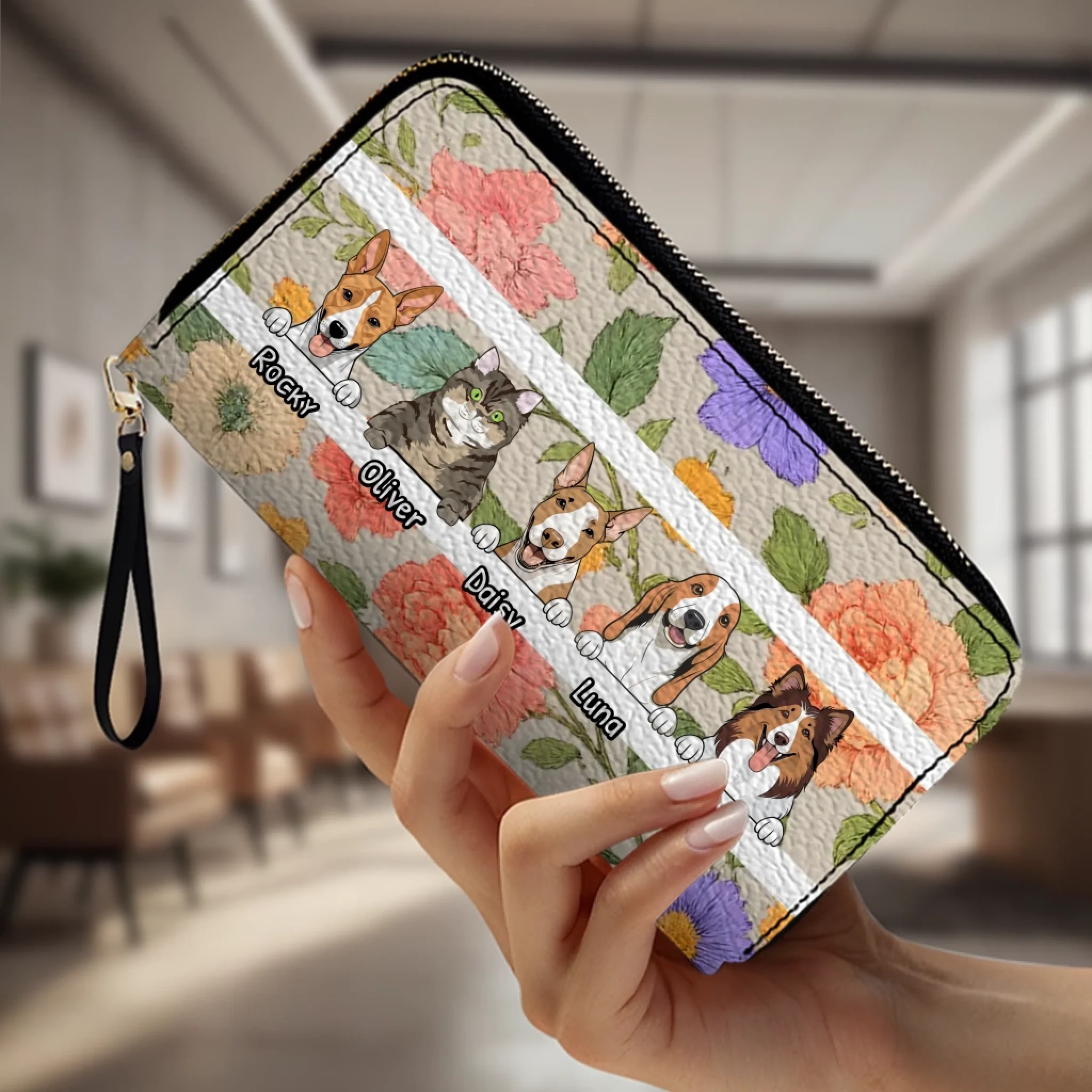 The Chic Floral Print Personalized Pet Wallet - Spring Custom Gift for Her - 89Prints