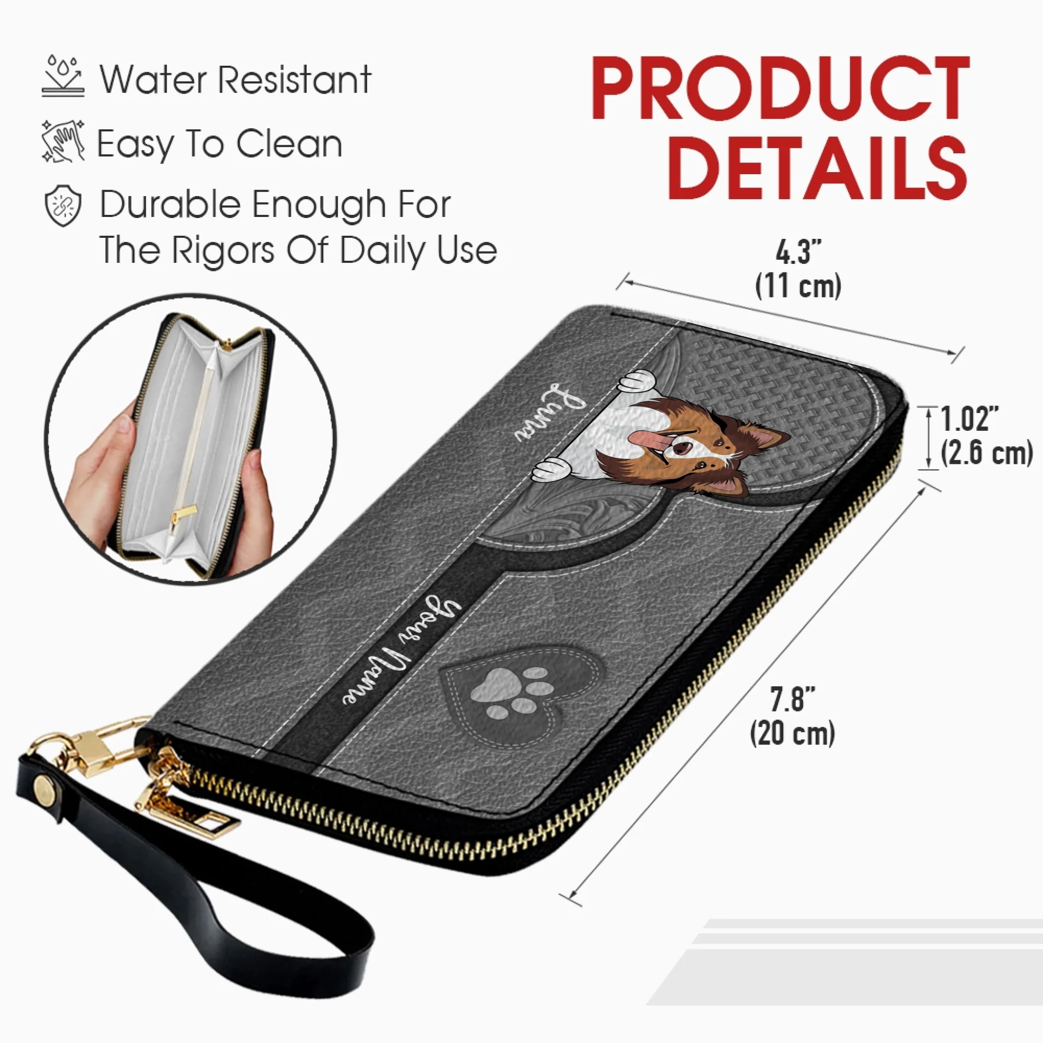 Personalized Pawprint Leather Wallets – Custom Gifts for Dog & Cat Owners | 89Prints