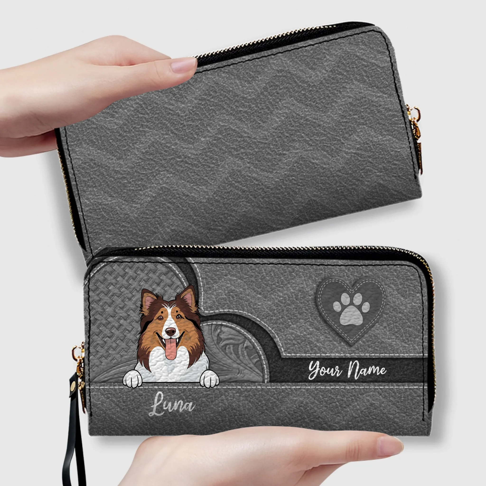 Personalized Pawprint Leather Wallets – Custom Gifts for Dog & Cat Owners | 89Prints