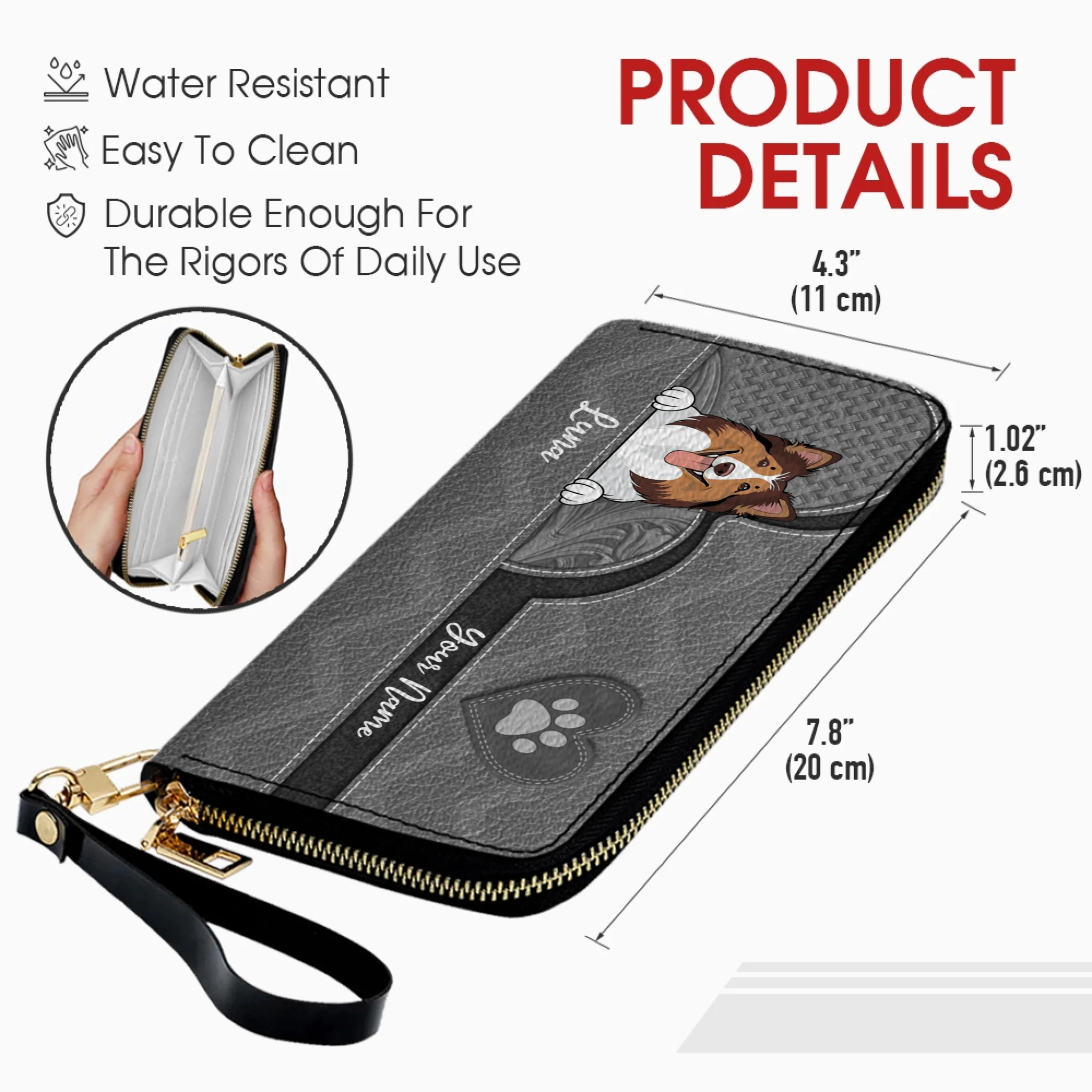 Personalized Pawprint Leather Wallets – Custom Gifts for Dog & Cat Owners | 89Prints