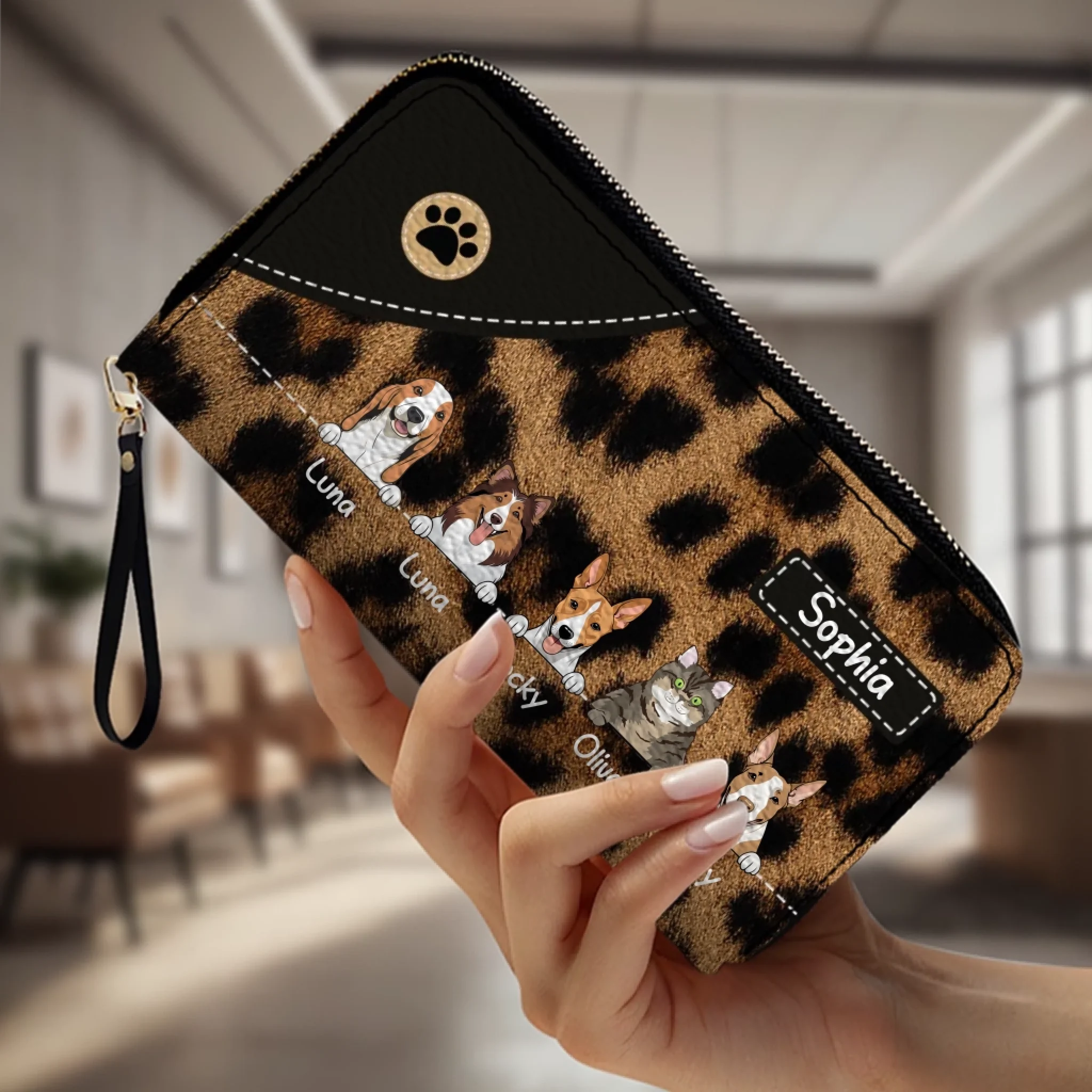 Leopard Print Wallet for Pet Lovers - Trendy Custom Artwork for Her - 89Prints