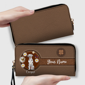 Daisy Floral Dog Leather Wallet – Personalized & Customized | 89Prints