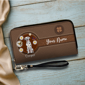Daisy Floral Dog Leather Wallet – Personalized & Customized | 89Prints
