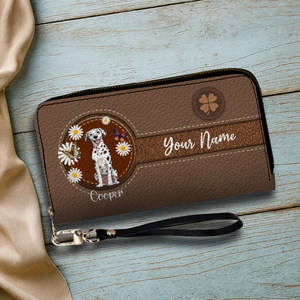 Daisy Floral Dog Leather Wallet – Personalized & Customized | 89Prints