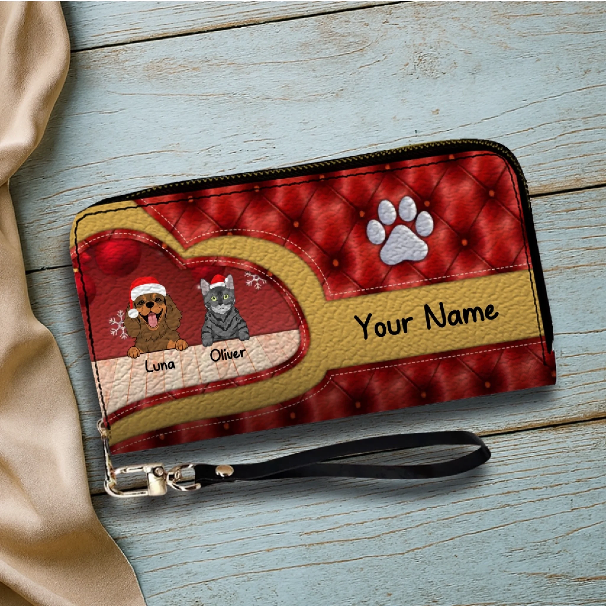 Cozy Christmas Leather Wallet – Custom Gift | 89Prints