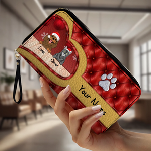 Cozy Christmas Leather Wallet – Custom Gift | 89Prints