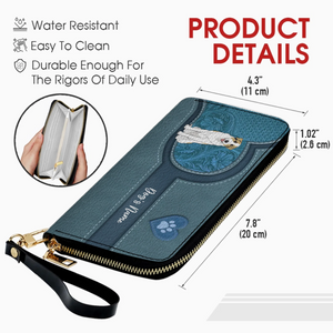 Long Leather Wallet for Dog Lovers – Custom Name Option - 89Prints