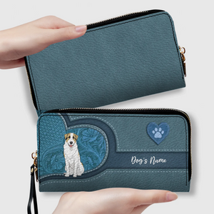Long Leather Wallet for Dog Lovers – Custom Name Option - 89Prints