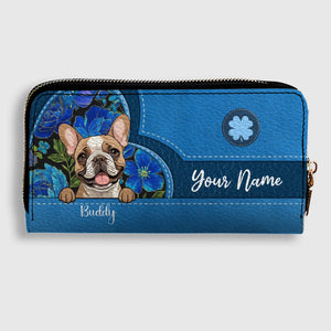 Floral Pawprint Leather Wallet – Personalized Gift for Pet Lovers | 89Prints