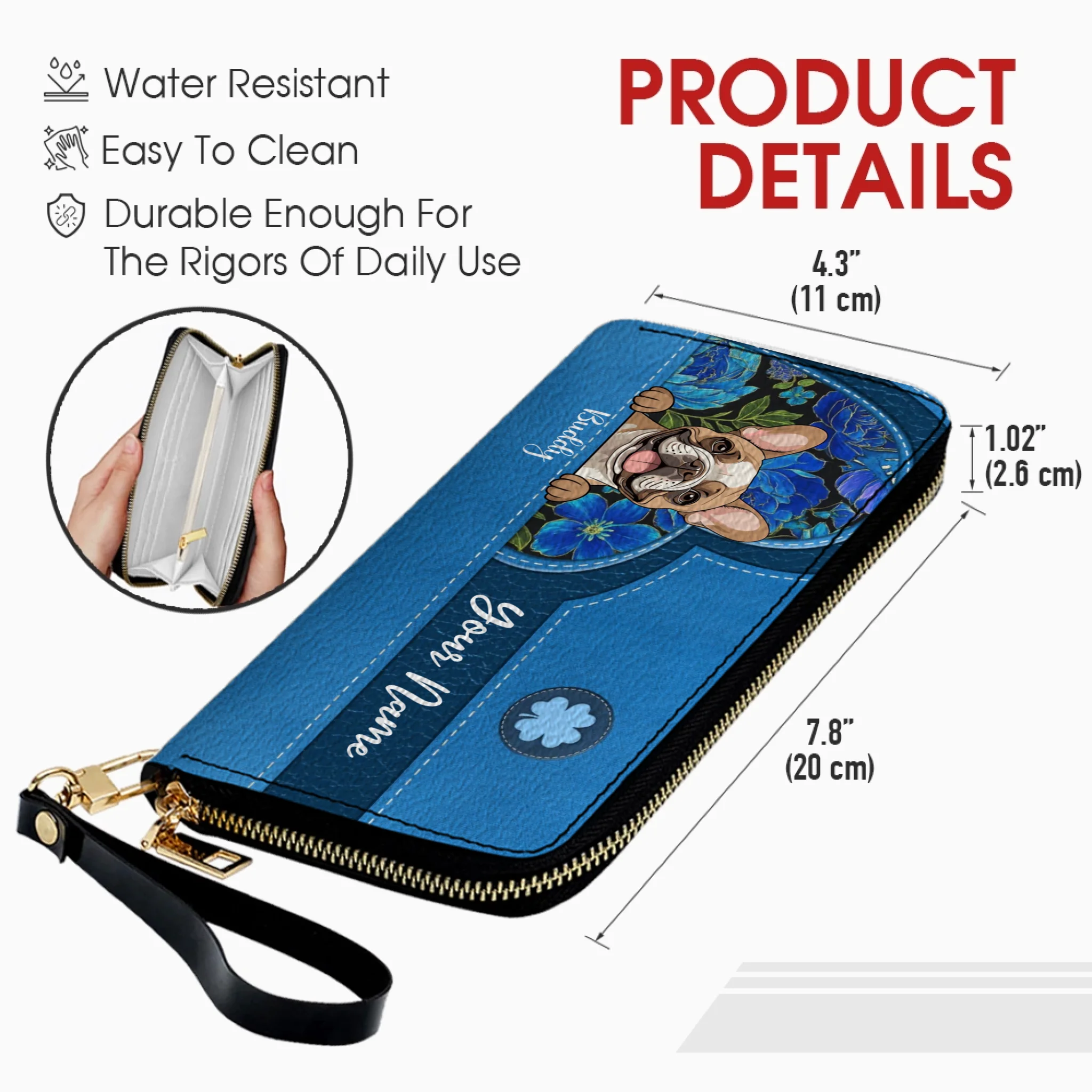 Floral Pawprint Leather Wallet – Personalized Gift for Pet Lovers | 89Prints