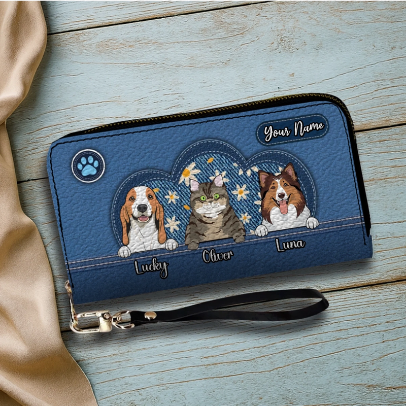 Personalized Pet Lover Wallet – Custom Multi-Pet Portrait Wallet | 89Prints