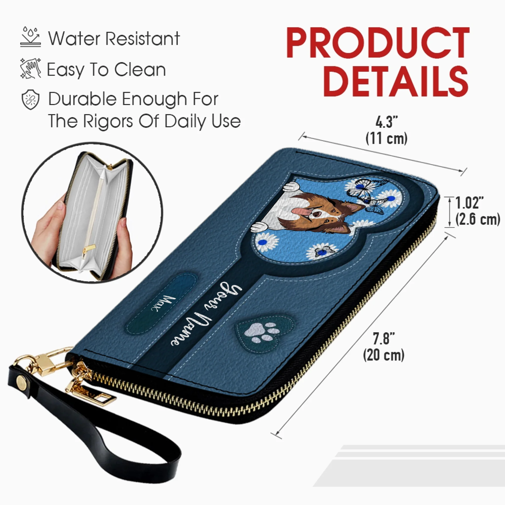 Custom Pet Sketch Wallet – Personalized Dog & Cat Line Art Wallet | 89Prints